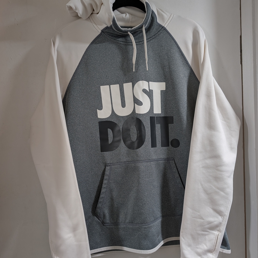 Nike Gray and White Women's Hoodie